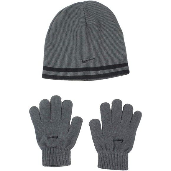 Nike Other - Nike Boys Black & Gray Hat with Gloves One Size Youth Reversible NEW
